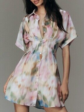 Organza Pastel Shimmering Shirtdress from Anthropologie